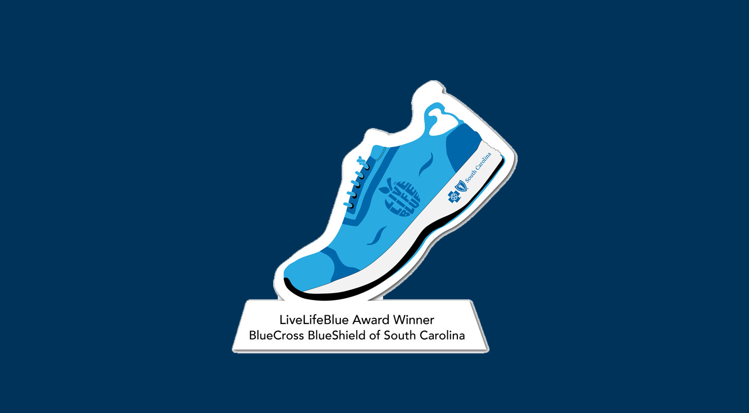 blue shoe award on blue background